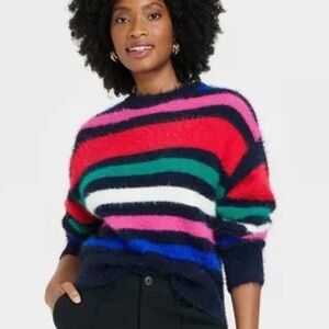 A New Day Fuzzy Striped Sweater XS Target